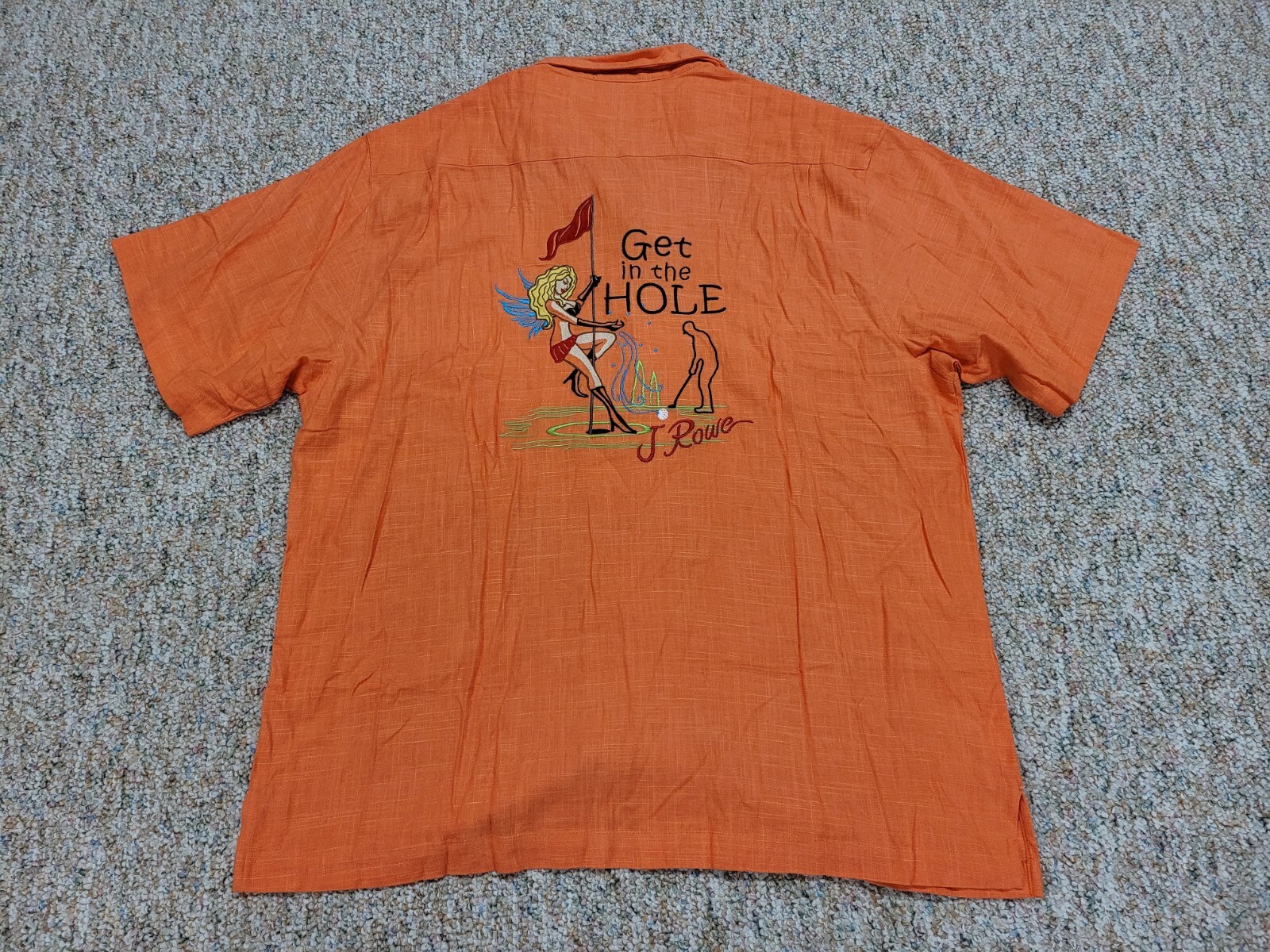 FILA J Rowe Camicia Uomo XL Arancione Bottoni Golf Get in The Hole Loop Collare Casual