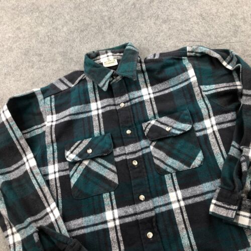 Five Brother Hemd Herren Medium Tall grün kariert Flanell Knopfleiste Arbeitskleidung - Bild 3 von 9