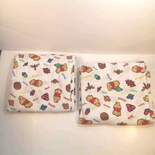 Vintage 90s Disney Winnie The Pooh Cotton Curtains 2 Panels Handmade 42" x 56"