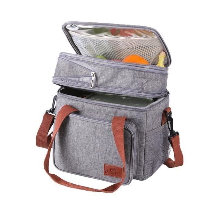 Sac isotherme repas lunch bag étanche double étage homme femme
