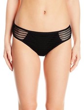 NWT Kenneth Cole New York Swimsuit Bikini Bottom Sz L Black Crochet