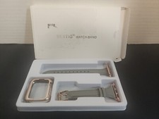 Bestig Leather Band for Apple SmartWatch Grey With Brown Back  Rosegold 38mm