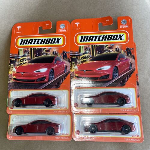 Matchbox Tesla Model S Red 1:64 Scale Diecast Car Lot 4 - Picture 2 of 4