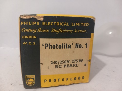 275w PHILIPS PHOTOLITA No. 1 PHOTOFLOOD Bayonet Light Bulb BC PEARL With Box - Picture 3 of 3
