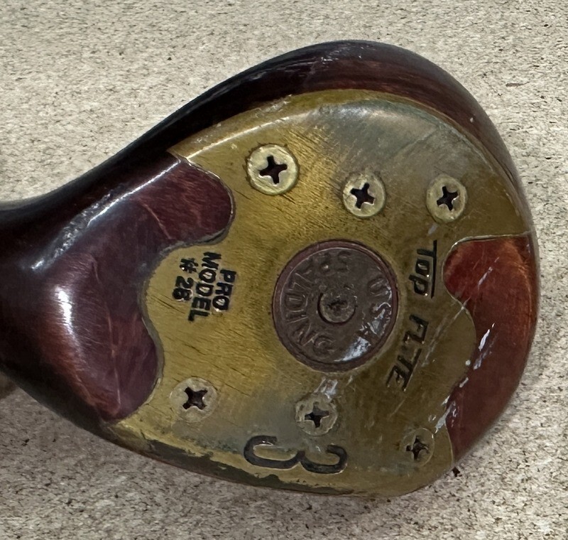 Vintage Antique Wood Metal Golf Club Driver Spalding Top