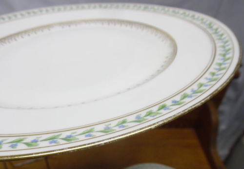 5 Charles Ahrenfeldt Limoges Dinner Plates - Green Laurel & Blue Flowers - 9.5" - Picture 6 of 7