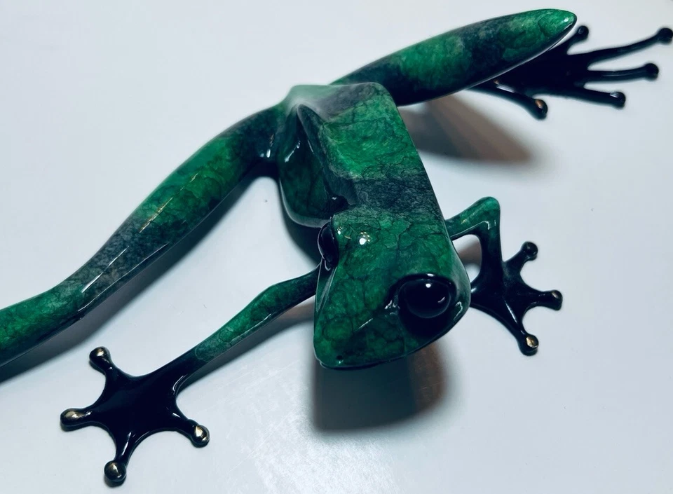 Escultura de rana de bronce GRAN ESTIRABLE BF5 por Frogman Tim Cotterill 1992 977/1000 Foto 4 de 4