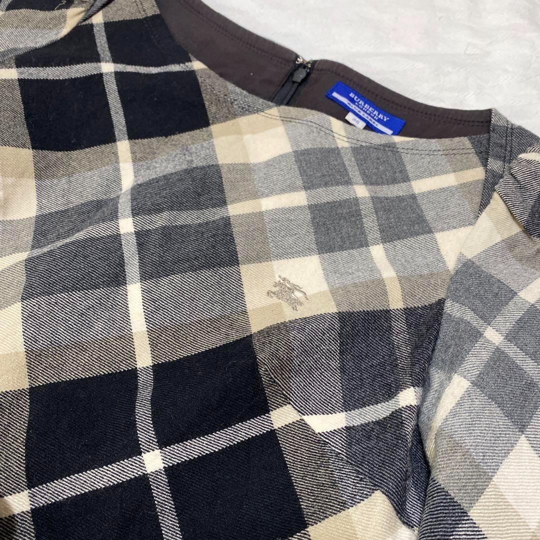 Burberry Blue Label Check Belted Dress logo 100% Wool Size M 38