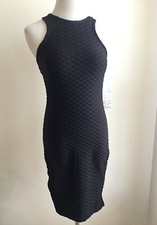 NWT Almost Famous Women Little Black Dress Scoop Neck Stretchy Textured Size M