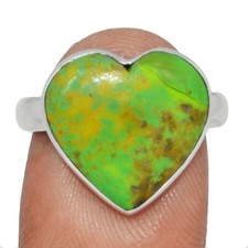 Heart - Composite Kingman Green Mohave Turquoise 925 Silver Ring s.7.5 CR65852