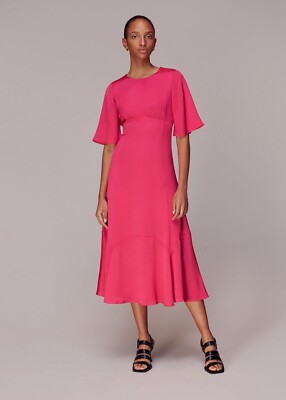Whistles Satin Pink Alana  Cut Out Dress Size 10 RRP £159