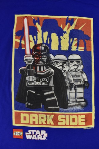 Lego Star Wars Youth Boys Darth Vader & Stormtroopers Dark Side Blue Shirt New L - Picture 2 of 5