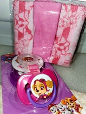 5 PACK NICKELODEON PAW PATROL WASHCLOTHS AND SKYE PACIFIER  HOLDER. 0M 