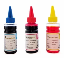 300ml Universal Cyan Magenta Yellow refill ink Bottles kit CISS cartridge
