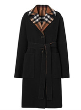 Burberry Check-pattern Reversible Wool Coat Uk 6 Rrp £2190 #d63