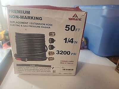 #ad YAMATIC 1 4quot; Pressure Washer Hose Kink Free M22 14mm with 3 8quot; Quick Connectors $45.00