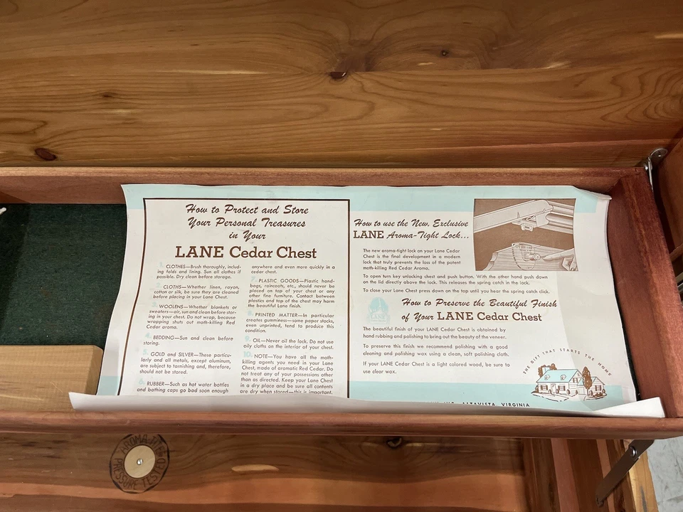 Lane Cedar Chest Serial number 353180 lock removed - Image 3 of 4