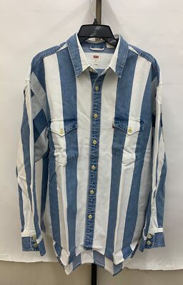 Levi's Mens Oversized Barstow Striped Denim Shirt in Indigo Stripe Stone Size M