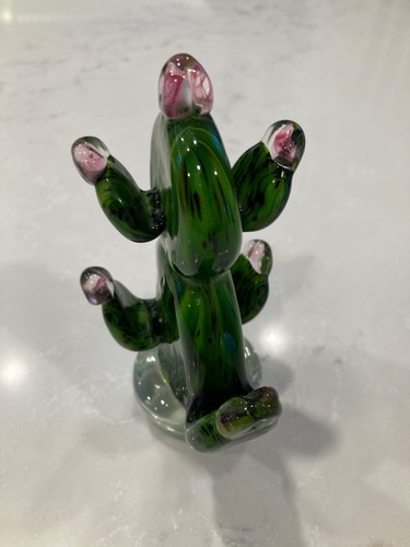 Grande cactus fiorito in vetro artistico di Murano vintage - Foto 14 di 17