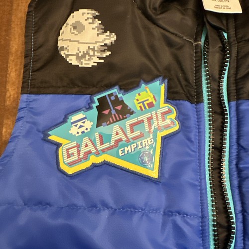 Disney Star Wars Galactic Empire Puffer Vest Youth Size 11/12 Full Zip Blue - Picture 3 of 8
