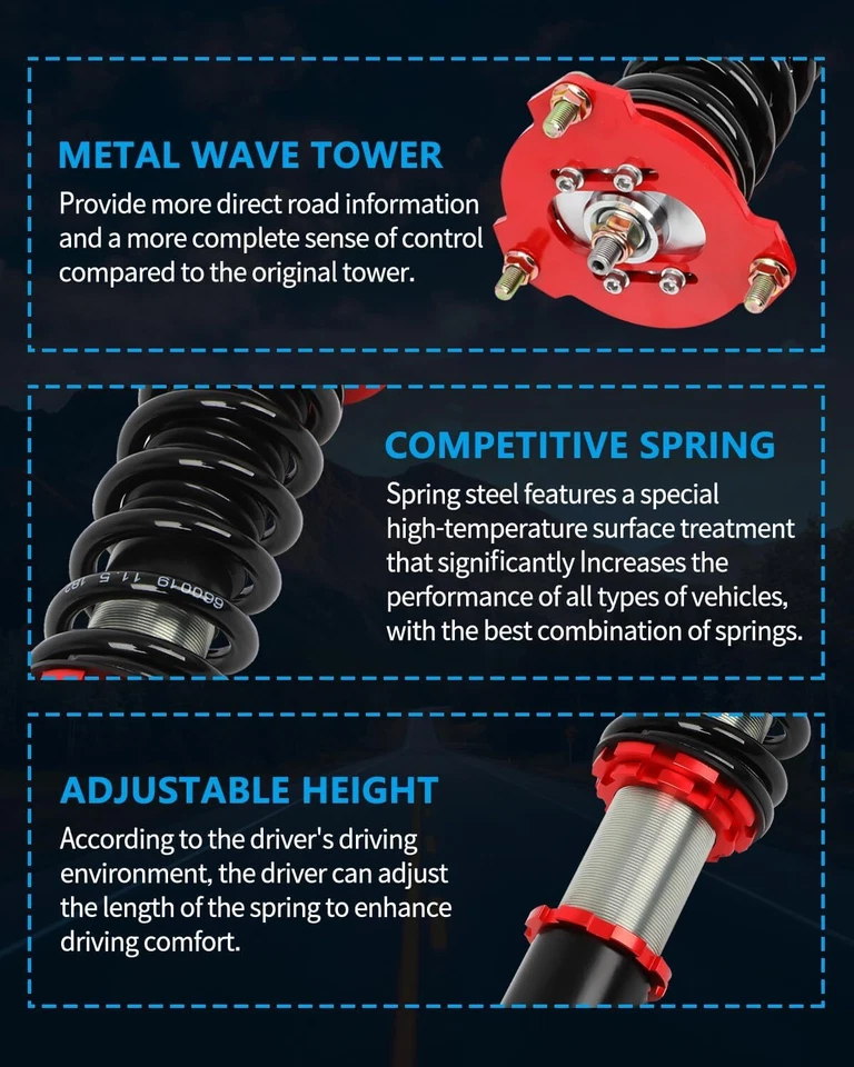 Kit de reducción de suspensión enrollables para Kia Forte 2014-2018 sedán/koup ajustable Foto 4 de 4
