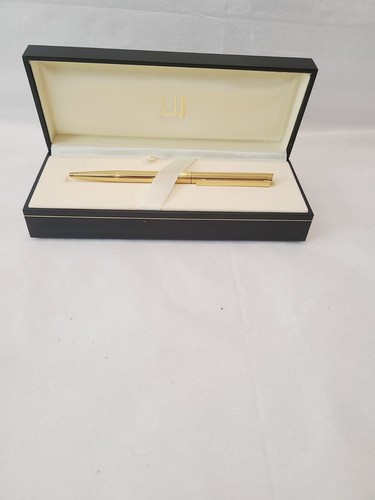 Alfred Dunhill Ballpoint Pen. Gold Finish In Original Box