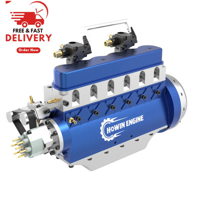 Mini Gasoline Engine 2cc Inline 6 Cylinder 4 Stroke Metal Water Cooled 1/8 Scale