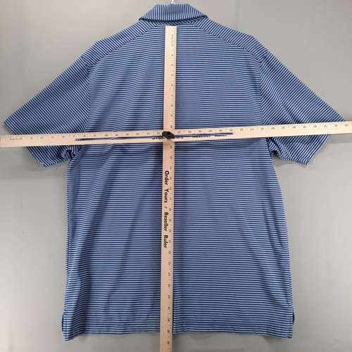 Under Armour Polo Shirt Mens M Loose Fit Blue Gray Stripe Heatgear Short Sleeve - Picture 6 of 8