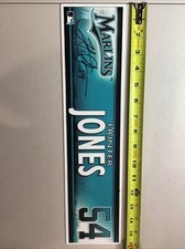 Hunter Jones Florida Marlins Baseball Game Used Locker Room Nameplate Auto Plate