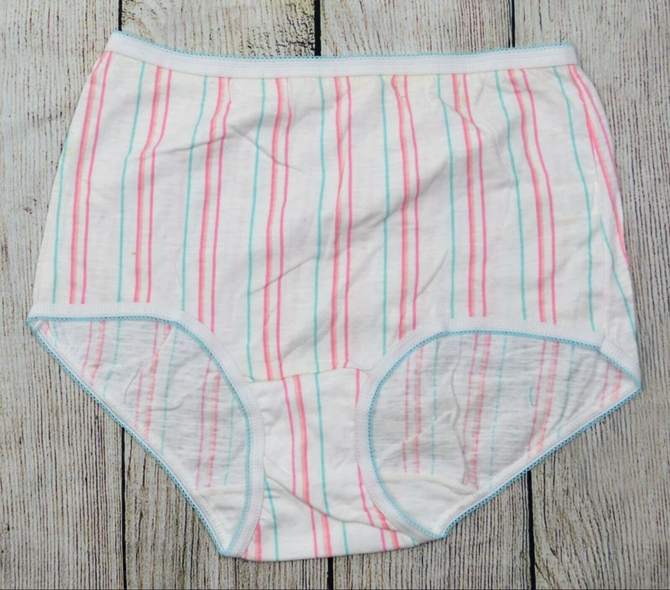 Paquete de 3 bragas de colección para mujeres HW ropa interior retro braguita a rayas talla 6 Foto 2 de 4