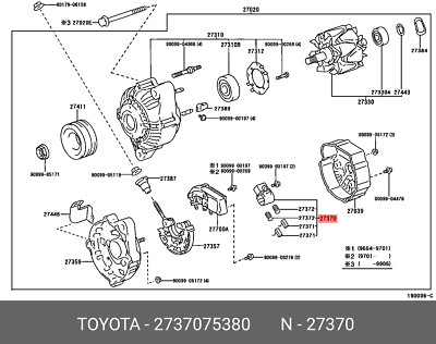 Original OE Halter Baugruppe, Lichtmaschinenbürste, 2737075380 für TOYOTA 27370-75380