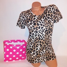 Victoria Secret PINK T Shirt XS Leopard Animal Print Short Sleeve New