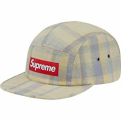 Supreme Madras Plaid Linen Camp Cap Tan One Size S/S 14