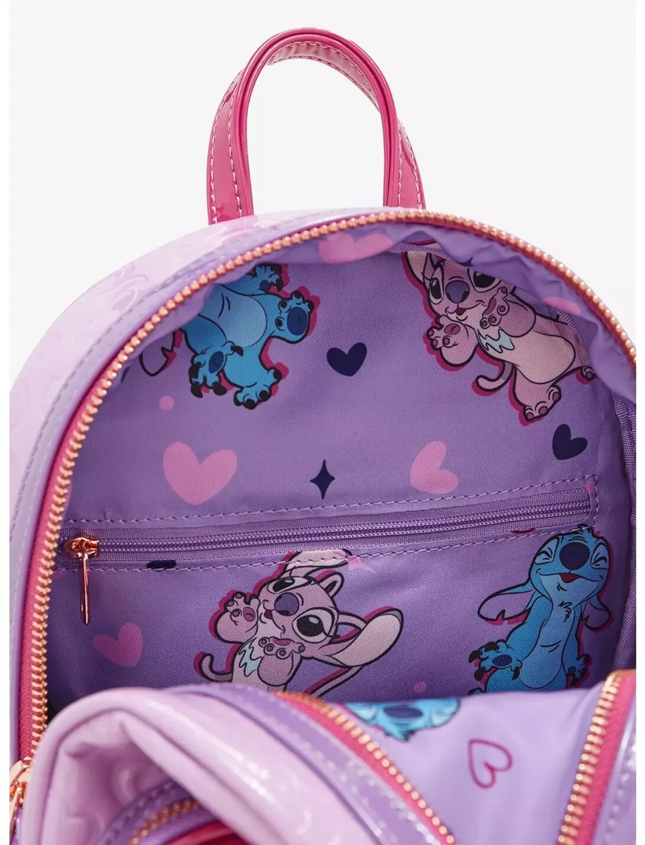 enlarge loungefly disney lilo & stitch heart angel mini backpack Loungefly Disney Stitch & Angel Heart Moving Mini Backpack Valentines day  SEALED