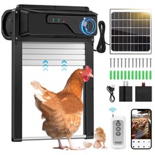 Solar Powered Automatic Chicken Coop Door, Multi-Modes Chicken Door Opener