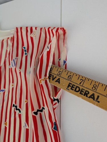 Vintage 80s St. Emilion Red Stripe Abstract Blouse Vtg Size 10 S/M Silky EUC - Picture 6 of 8