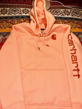 Carhartt Relaxed Fit Pullover Hoodie Pink Juniors M Hooded Pockets Logo Fleece