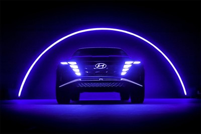 615546 Hyundai Vision T Concept Blue Neon Lights Wall Print Poster