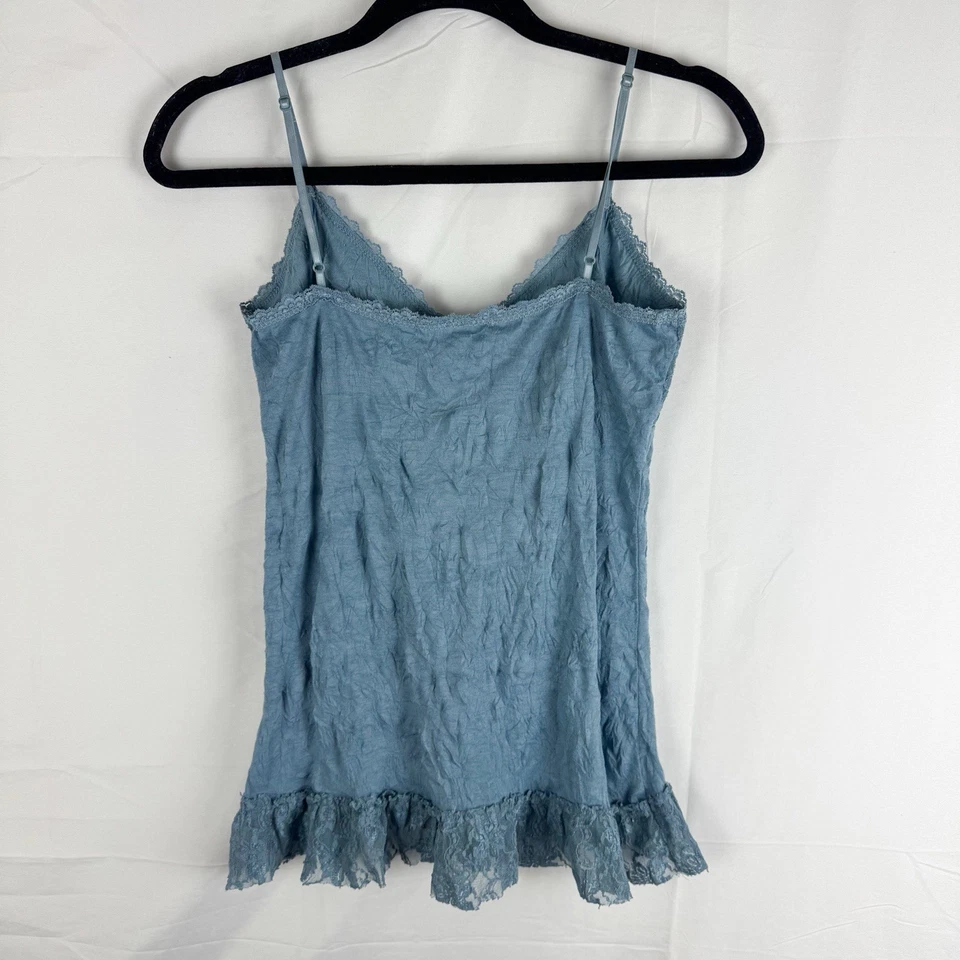 Babydoll Y2K Charlotte Russe Talla L Cami Arrugado Encaje Ribete Hada Coqueta Etérea Foto 2 de 4