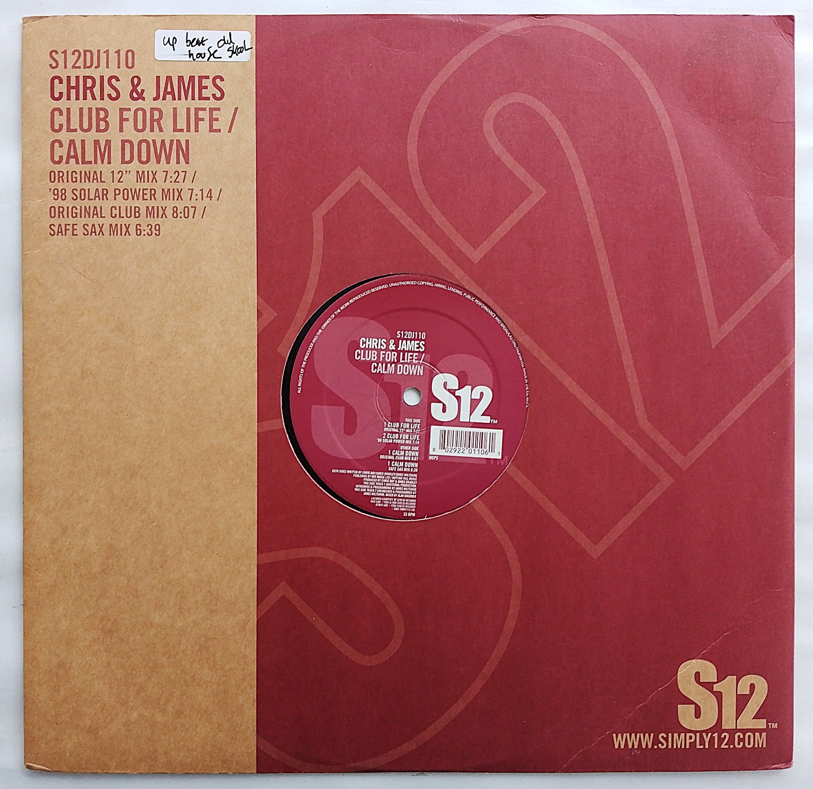 CHRIS & JAMES - CLUB FOR LIKE / CALM DOWN 12" VINYL S12 S12DJ110 *VG/G+*