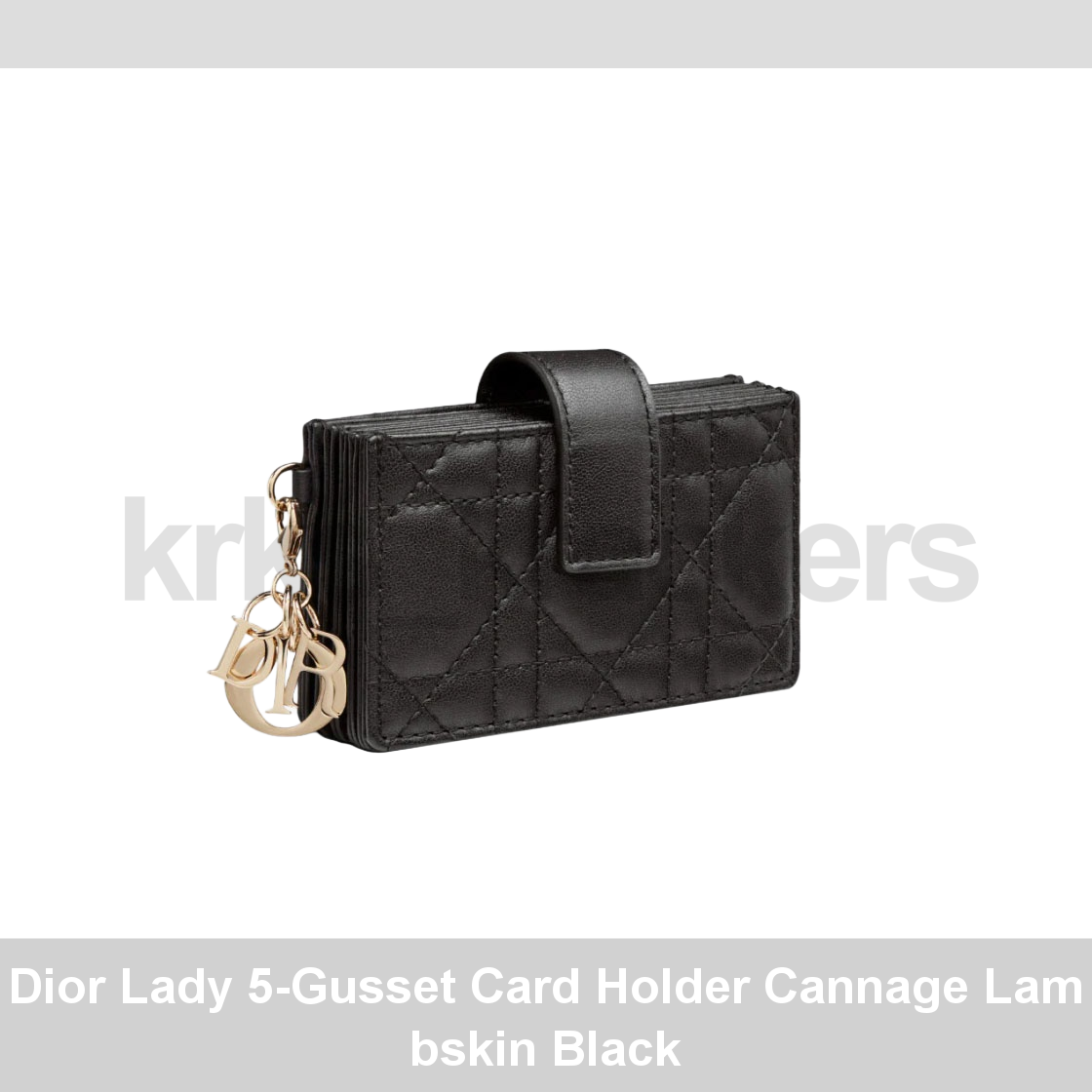 Dior Lady 5-Gusset Card Holder in Black Lambskin with Cannage Stitch