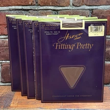 Vtg Hanes Fitting Pretty Queen 3X Control Top Pantyhose Lot 0f 5 Barely There