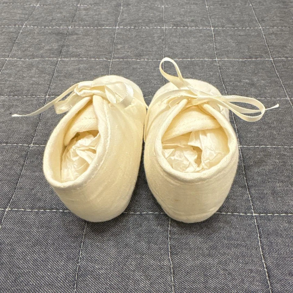 HERMES baby first shoes beige color cotton size 2 with box bag made in France - Image 3 of 4