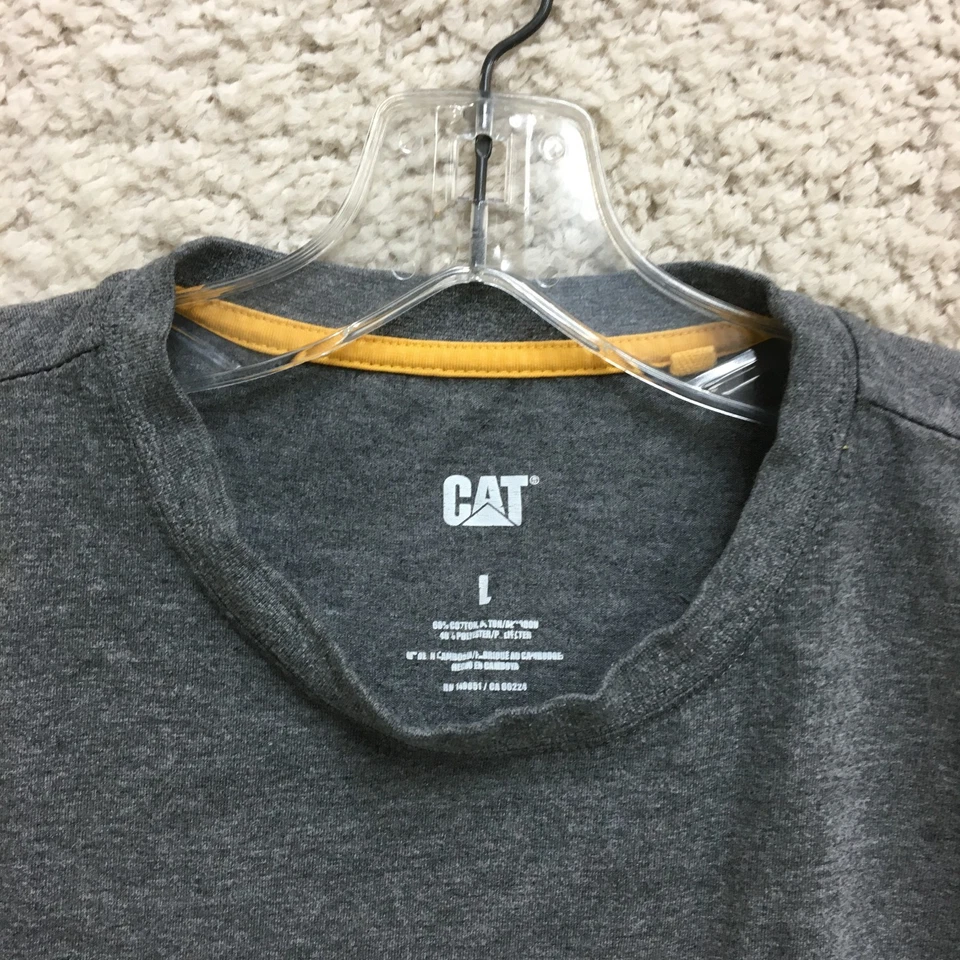 CAT рубашка большой взрослый серый ворота длинным рукавом пуловер карман футболка логотип мужской L - Изображение 4 из 4
