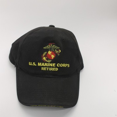 US Marine Corps retired black textured Eagle crest cap hook loop back cotton