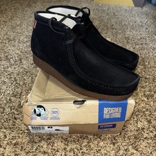 MENS CLARKS SHACRE CHUKKA BOOT BLACK SUEDE LEATHER WALLABEES SIZE 11 NEW