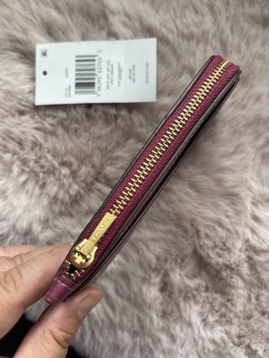 🩷Coach New York Zip Card Case - CZ112 Pink Refined Calf Leather