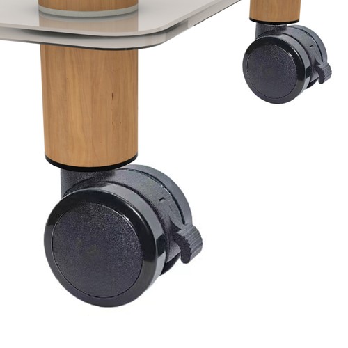 2 Layers Tempered Glass End Side Table 15.7" Square Corner Night Table w Wheels - Picture 5 of 13