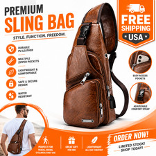 Chest Crossbody Bag Sling Backpack for Men with USB Charge Port