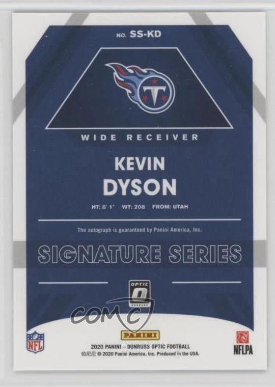 2020 Panini Donruss Optic Signature Series Kevin Dyson #SS-KD Auto - Image 2 of 2